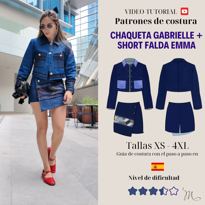 Patrón Chaqueta/chamarra Gabrielle + Short Falda Emma