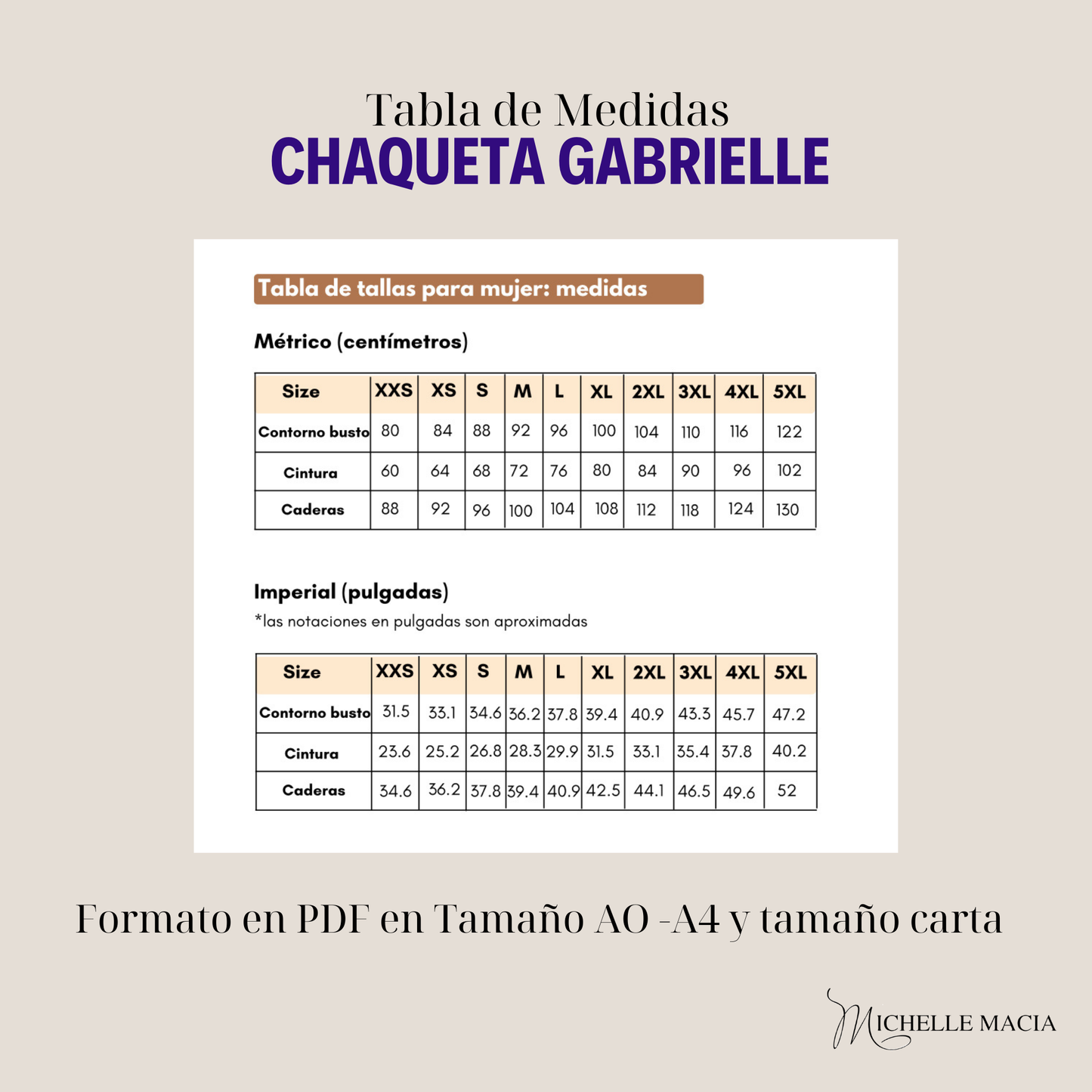 Patrón Chaqueta/Chamarra Gabrielle