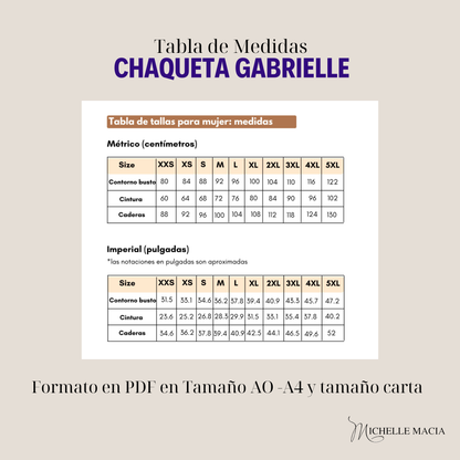 Patrón Chaqueta/Chamarra Gabrielle