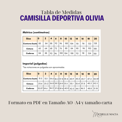 Patrón de camisilla deportiva Olivia