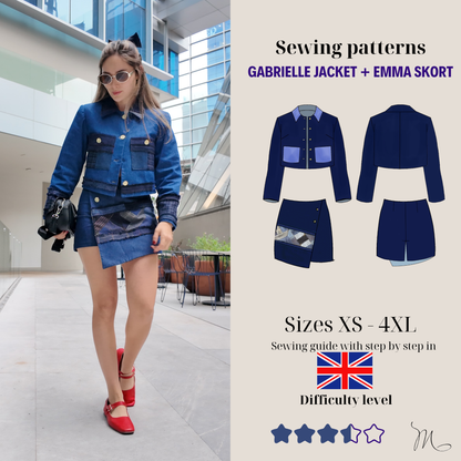 Patrón Chaqueta/chamarra Gabrielle + Short Falda Emma