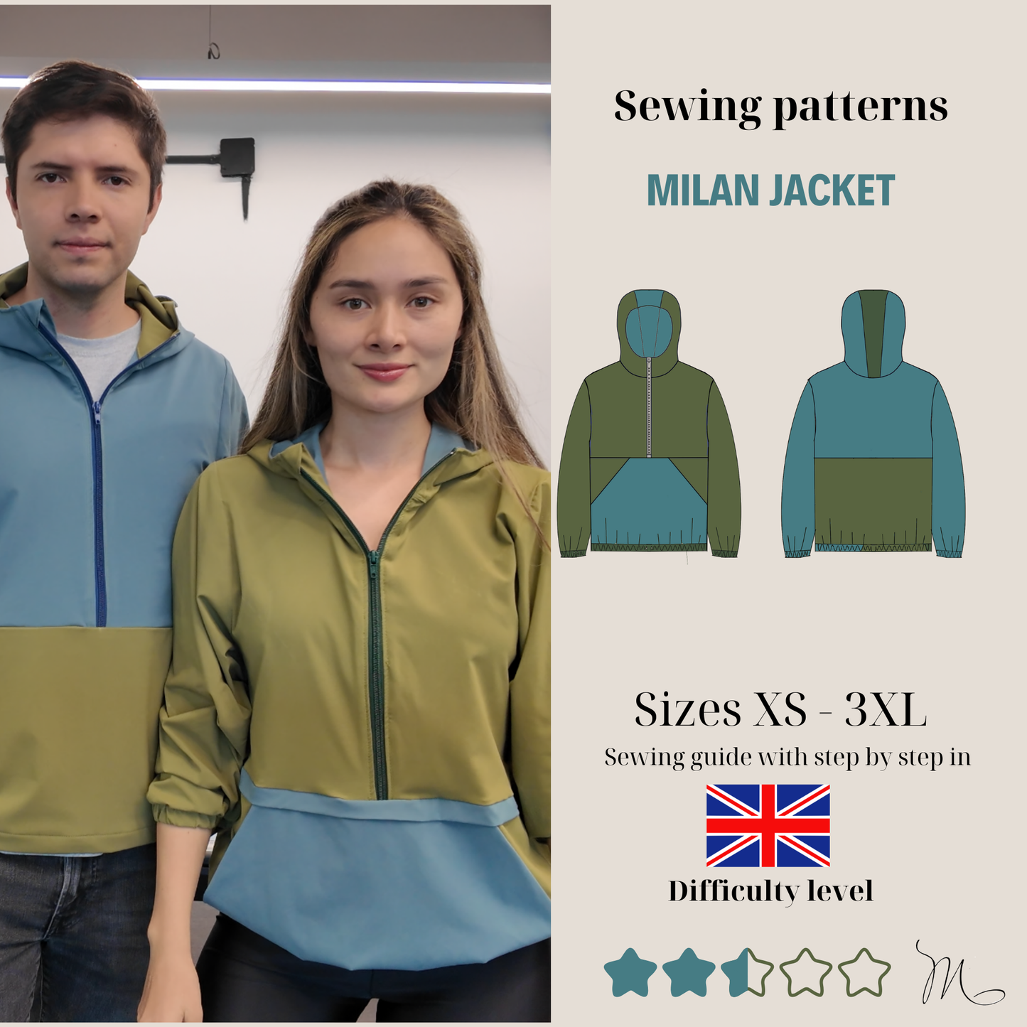 Patrón de Chaqueta / Chamarra Unisex Milán